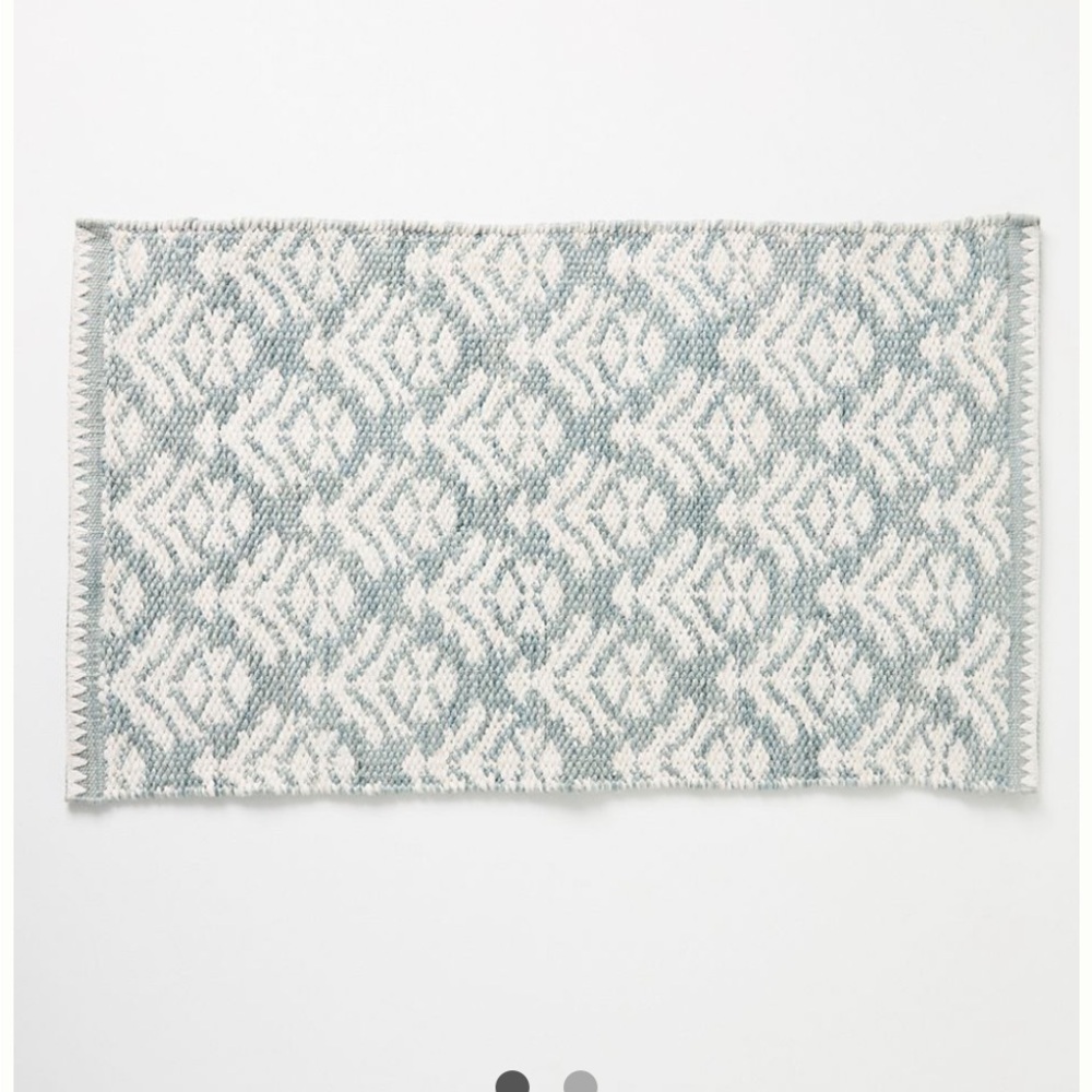 New Anthropologie Blue and White Patterned Rug
